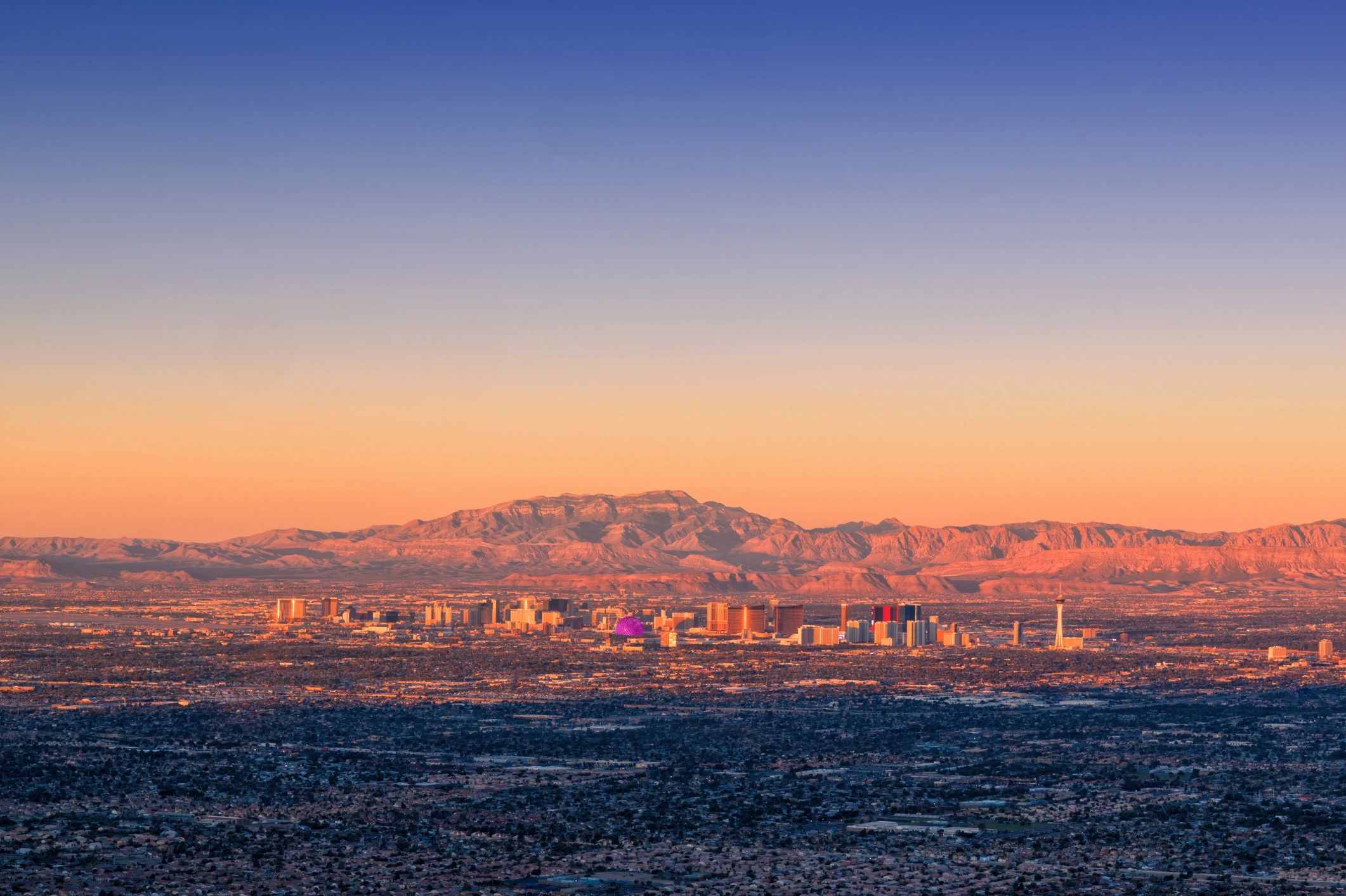 Las Vegas skyline at sunrise